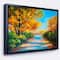 Designart - Autumn Forest with Colorful River - Landscape Art Print Canvas in Black Frame